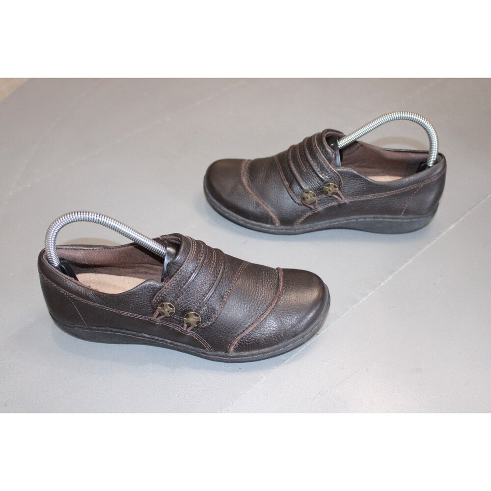 Clarks Fianna Loafer Womens 8 Brown Leather Slip‎ On Comfort Cushion Casual Shoe
